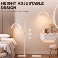 HOMCOM Half Moon Lash Light, 350° Rotatable Head, 7 Colours, Dimmable Beauty Floor Lamp, White(m-6)