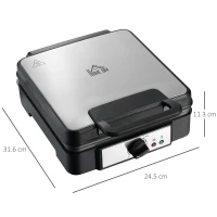 HOMCOM 4 Slice Waffle Maker Iron Machine with Deep Cooking Plate, Adjustable Temperature, Non-stick Coating and Cool Touch Handle, 1200W(m-3)