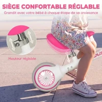 AIYAPLAY Draisienne Bébé 1-2 ans, Roue lumineuse, 3 Roues EVA Silencieuses sans Pédale, Limiteur Direction 135°, 51x22x36cm, Rose(m-6)