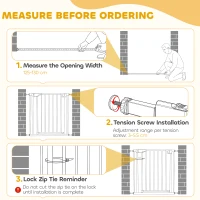PawHut Barrière de sécurité pour chiens et bébés 76 à 130 cm avec extension fixation par pression sans perçage blanc(m-9)