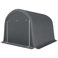 Outsunny 3x3m Garaj pentru Motociclete, Cort cu Acoperiș Rezistent Impermeabil, 2 Intrări cu Fermuar, pentru Biciclete și Unelte, Cadru din Oțel Galvanizat, Cort Grădină, Gri(m-12)