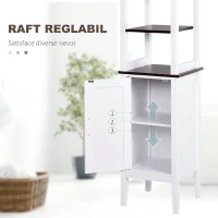 HOMCOM Dulap Baie Îngust, Dulăpior Vertical cu 3 Rafturi Deschise și Raft Reglabil, pentru Spălătorie, 40x38x162.5 cm, Alb(m-7)