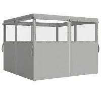 Outsunny 4 Paredes Laterais para Tenda 3x3 m Laterais de Tenda com 8 Janelas Proteção UV 30+ Impermeável Cinzento Claro(m-1)