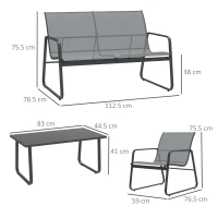 Outsunny Four-Piece Minimalistic Garden Sofa Set - Light Grey(m-3)