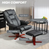 HOMCOM Faux Leather Manual Recliner and Footstool Set - Black(m-6)