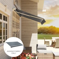 Outsunny Awning Replacement Canopy, Water Resistant UPF 50+ Sun Shade Cover for 3 x 2.5 m Garden Awning (Fabric Only), Grey(m-9)