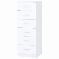 HOMCOM Comodă cu 6 Sertare, Mobilier Modern, 40x40x110 cm, Alb(m-1)