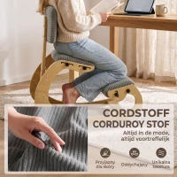 HOMCOM Cadeira Ergonómica de Joelhos com Encosto, Apoio para Joelhos e Revestimento em Bombazina Cinzenta(m-6)