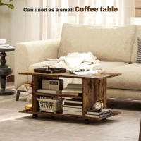 HOMCOM Modern TV Cabinet Stand Storage Shelves Table Mobile Bedroom Furniture Bookshelf Bookcase Rustic Brown(m-6)