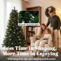 HOMCOM 6ft Artificial Christmas Tree, Fir Hinged Xmas Tree with 716 Branch Tips, Foldable Metal Stand, Easy Assembly, Green(m-6)