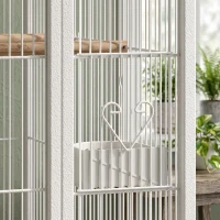PawHut Bird Cage Detachable with Rolling Stand Parrot Cage with Storage Shelf White(m-9)