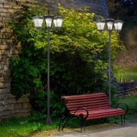 Outsunny Conjunto de 2 Farolas Solares de Exterior con 3 Luces LED Impermeable IP44 para Camino Terraza 51,5x47x182,5 cm Negro(m-12)