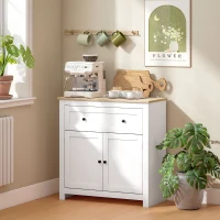 HOMCOM Sideboard Storage Cabinet, Morden Kitchen Cupboard with Adjustable Shelf, Drawer and Double Doors, Sideboard for Living Room, Dining Room, Hallway, White(m-10)