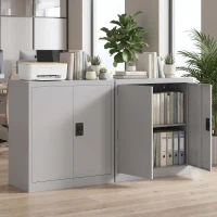 Vinsetto Armário de Escritório Metálico com 2 Portas Fechadura Prateleira Ajustável Armário Metálico 80x40x92,5 cm Cinza(m-10)