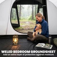 Outsunny 3-4 Man Tunnel Tent, Two Room Camping Tent with Windows and Covers, Portable Carry Bag, for Fishing, Hiking, Sports, Festival - Black(m-5)