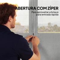 Outsunny 4 Paredes Laterais para Tenda 3x3 m Laterais de Tenda com 8 Janelas Proteção UV 30+ Impermeável Cinzento Claro(m-6)