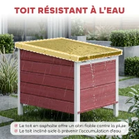 PawHut Clapier à lapin cage à lapin avec rampes/porte, toit ouvrant et étanche - en bois de sapin 51 x 42 x 43 cm rouge blanc(m-5)