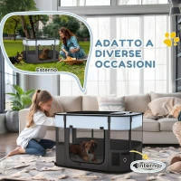 PawHut Box per Animali con 7 Finestre, 3 Porte e 2 Borse Portaoggetti, in Poliestere e Acciaio, 84x64x53 cm(m-7)