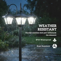 Outsunny Solar Lamp Post with Dusk-to-Dawn Sensor Street Light with 3-Head Planter 185 cm Black(m-7)