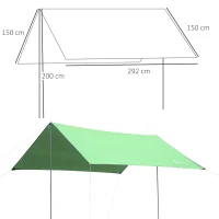 Outsunny Tenda da Sole Portatile 3x3 m, Tendalino Parasole Impermeabile per Campeggio, e Spiaggia, Verde(m-3)