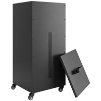 Outsunny Container pentru Peleți 45 Kg cu Roți, Capac, Fereastră și Sită, Negru(m-1)