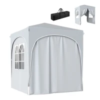 Outsunny Pavilion pliabil 2x2 m, reglabil, cu 4 pereți laterali, din metal și țesătură Oxford gri deschis(m-12)