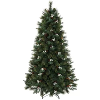 HOMCOM 6ft Artificial Christmas Tree, Fir Hinged Xmas Tree with 716 Branch Tips, Foldable Metal Stand, Easy Assembly, Green(m-15)