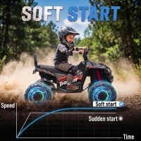 AIYAPLAY 24V 2 Seater Electric Quad Bike for Kids, Ride On Car ATV Toy w/ Forward Backward, for Boys Girls 3-8 Years, Black(m-6)