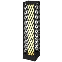 Outsunny Candeeiro de Jardim em Vime Candeeiro Solar Exterior com Luzes LED Automáticas Impermeável IP44 16x16x68 cm Preto(m-11)