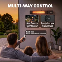 Outsunny 2000 W Electric Infrared Patio Heater, IP65 Outdoor Garden Heater with APP/Touch/Remote Control, 9 Heat Settings, Black(m-5)