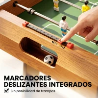 HOMCOM Futbolín con 22 Jugadores Juego de Mesa de Fútbol para Niños y Adultos con 2 Marcadores 98x42x62,5 cm Natural y Negro(m-6)