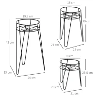 Outsunny Lot de 3 Supports pour Plantes pour pots de fleurs jusqu'à Ø16 cm Modernes avec Pieds en épingle à Cheveux en métal pour intérieur extérieur - Noir(m-3)