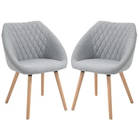 HOMCOM Lot de 2 Chaises de Salle à Manger Design scandinave - Pieds effilés Bois hêtre - Assise Dossier accoudoirs(m-12)