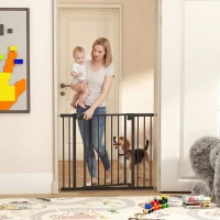 PawHut Barieră de siguranță pentru câini și bebeluși 76-102 cm cu extensie fixare prin presiune fără găurire alb(m-7)