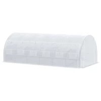 Outsunny Serre de jardin 18 m² 6L x 3l x 2H m avec porte + parois latérales zippées enroulables, 12 fenêtres, acier PE(m-11)