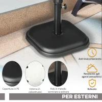Outsunny Base per Ombrellone da Giardino in Plastica e Cemento da 11kg, 36x36x31cm, Nero(m-6)