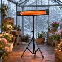 Outsunny 2500 W Electric Infrared Patio Heater, IP65 Outdoor Garden Heater with Tripod, 3 Heat Settings, 24H Timer, Black(m-10)