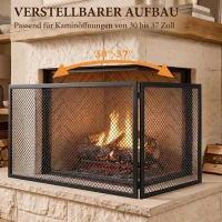 HOMCOM Haardscherm, opvouwbaar metalen vonkenscherm voor woonkamer en slaapkamer, 141 x 50 cm, zwart(m-6)