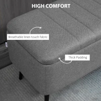 HOMCOM Storage Ottoman with Flip Top, Rectangular Upholstered Bench, Linen Look Fabric Footstool with Steel Legs for Living Room, Bedroom, Grey(m-5)