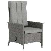 Outsunny 105°-150° Reclining Rattan Chair - Light Grey(m-1)
