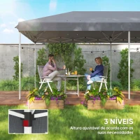 Outsunny Tenda Dobrável 585x295x270 cm Tenda de Jardim com 6 Mosquiteiros Bolsa de Transporte e Estrutura de Aço Cinza(m-7)