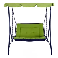 Outsunny 2 Seater Garden Swing Seat Bed, Sun Lounger with Adjustable Canopy, Cushioned Seat and Weather Resistant Steel Frame for Patio, Yard, Green(m-10)