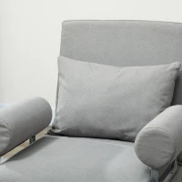 HOMCOM Single Sofa Bed, 3-in-1 Convertible Folding Chair Bed with Adjustable Backrest, Removable Armrests, Light Grey(m-9)