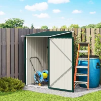 Outsunny Casetta da Giardino Porta Attrezzi in Acciaio Galvanizzato con Porta a Battente, 100x104x160 cm, Verde(m-8)