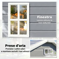 Outsunny Casetta da Giardino con Finestra e Doppia Porta PP e Alluminio, 183x134x210 cm, Grigio(m-5)