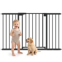PawHut Barrière de sécurité pour chiens et bébés 76 à 130 cm avec extension fixation par pression sans perçage blanc(m-14)
