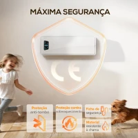 HOMCOM Aquecedor Elétrico de Baixo Consumo de Parede 2000W com 3 Modos Ecrã LED Termostato Temporizador e Oscilação 54x18,7x14,5 cm Branco(m-9)