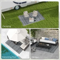 Outsunny 182 x 274cm Reversible Patterned Outdoor Rug, with Bag - Black/Grey(m-5)