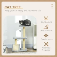 PawHut 72cm Cat Tree with Scratching Post, Pad for Indoor Cats - Light Grey(m-4)