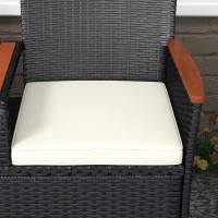 Outsunny Two-Seat Rattan Loveseat, with Wood-Top Middle Table - Black(m-8)